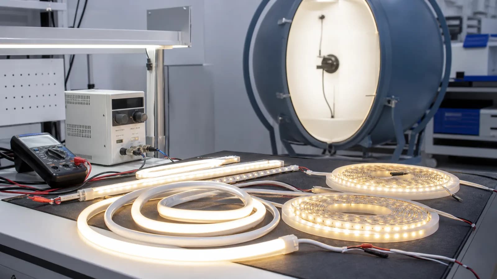 LED strip light voltage testing bench