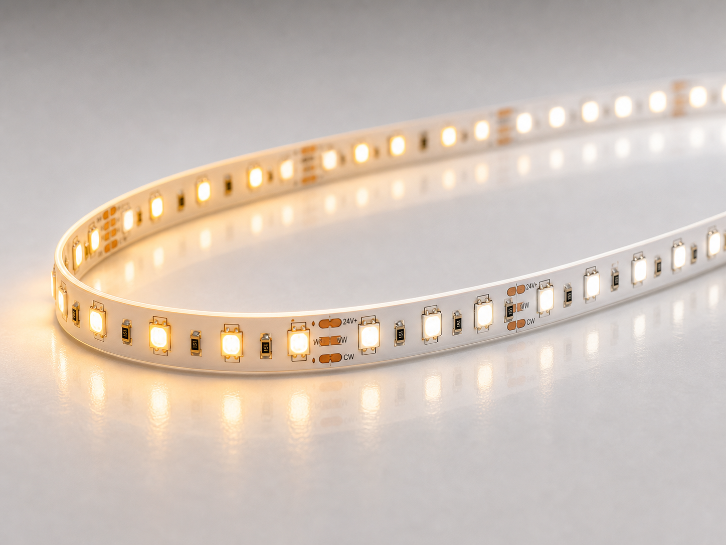 DL-S2835D120A24 Tunable White LED Strip Light - 120 LEDs/m / 8mm / DC24V / 0~7.2w/meter