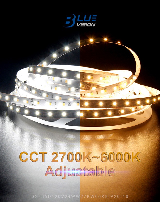 DL-S2835D120V24 Tunable White LED Strip Light - 120 LEDs/m / 10mm / DC24V / 14.4w/meter